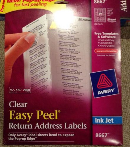 2000 Avery Easy Peel Clear 8667 Address Return Shipping Labels 1&#034;3/4 x 1/2&#034;