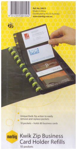 Marbig Kwik Zip Business Card Holder Refills - 10 Pack