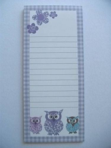 Magnetic list note pad paper owl purple floral to do list shopping list reminder for sale
