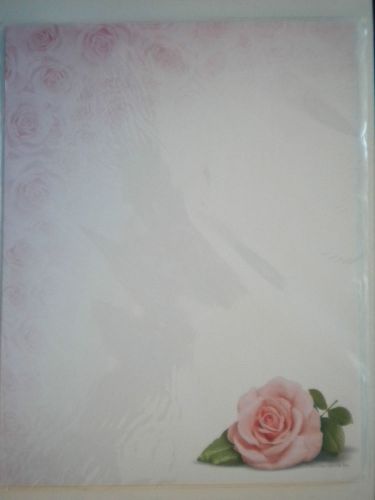 *NEW* ~ 20 Decorative &#034;PINK ROSES&#034; Computer Stationery Sheets