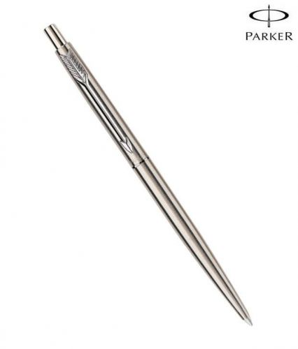 Parker Classic Steel Chrome Trim Retractable Ball Point Pen + 4 PC JOTTER REFILL