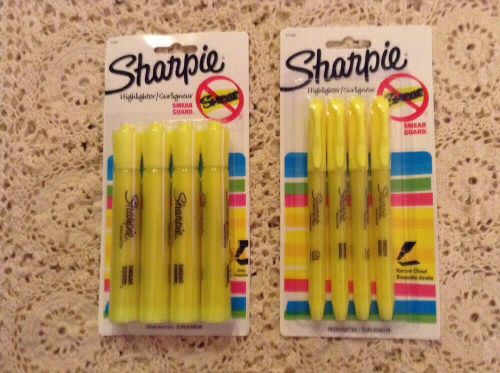 8 Sharpie Highlighters,Yellow (4 Thick/4 Thin)