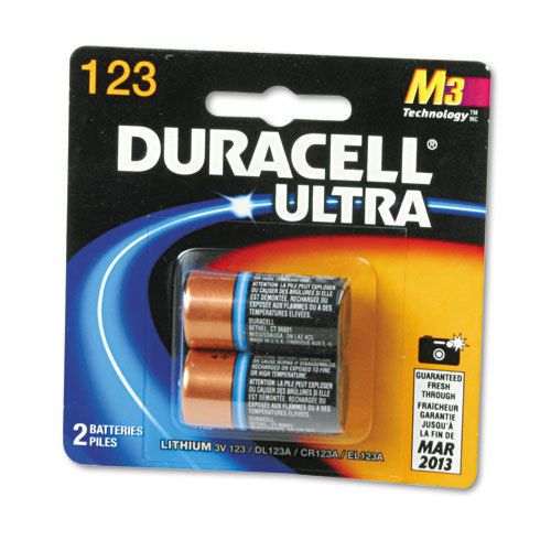 Duracell Ultra High Power Lithium Battery, 123, 3V, 2/Pack, PK - DURDL123AB2BPK