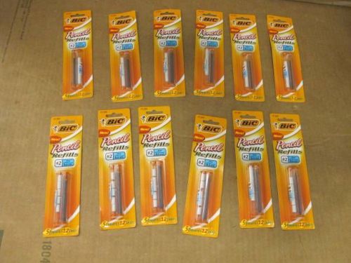 Qty 12 boxes bic le557p1 pencil refills 5 erasers &amp; 12 leads per box  fine point for sale