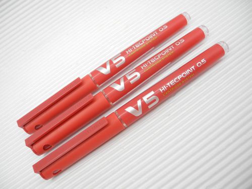 NEW 4pcs Pilot Hi-Tecpoint cartridge system BXC-V5 0.5mm roller ball pen RED