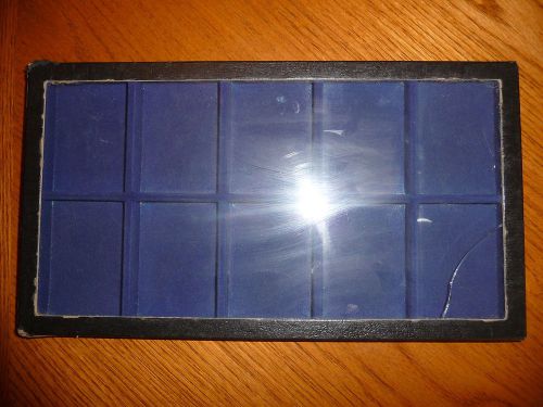 8 x 14  1/2  x 1 inch Riker mount, display box, exhibit case – used torn – blue tray