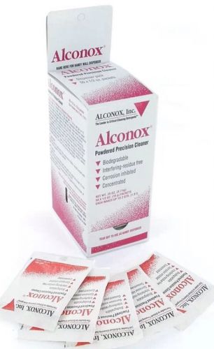 Alconox 1112 powdered precision cleaner, 50 x 1/2oz packets in dispenser box for sale