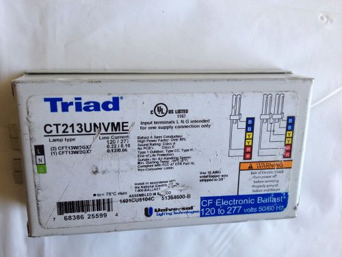 NEW TRIAD CT213UNVME 1 or 2 13w CFL-4 pin lamps 120/277V CF ELECTRONIC BALLAST