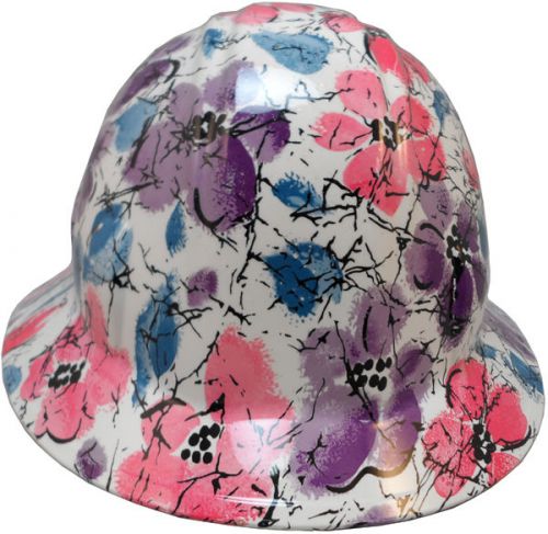 New! hydro dipped full brim hard hat w/ratchet suspension - flower - so pretty! for sale