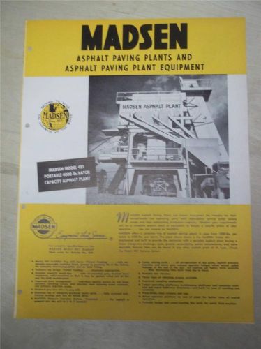 Vtg Madsen Iron Works Catalog~Asphalt Plants~la Mirada CA