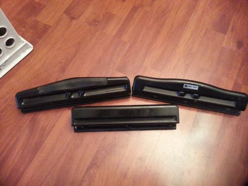 SET OF THREE 3 HOLE PAPER PUNCHES GREAT USED WORKING SET FAST CALC SHIPPING