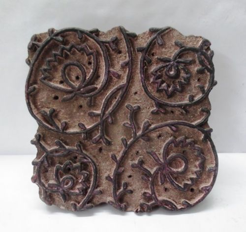 WOODEN HAND CARVED TEXTILE PRINTING FABRIC BLOCK STAMP RUSTIC FURNITURE DECOR 16