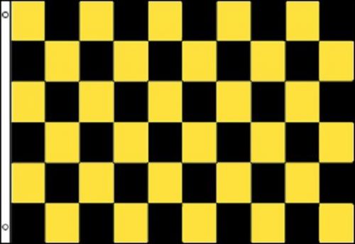 Black and yellow checkered flag advertising banner store sign party pennant 3x5 for sale