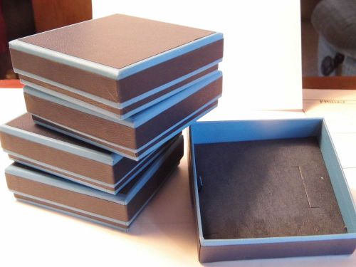 Set of 5 Blue Gift Box w/blue padded interior, 3.5&#034;x 3.5&#034;x1&#034;H