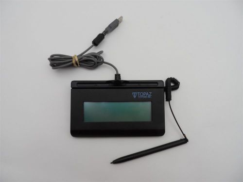 Topaz t-l460-hsb-r 1x5 backlit lcd usb signature capture reader pad tested works for sale