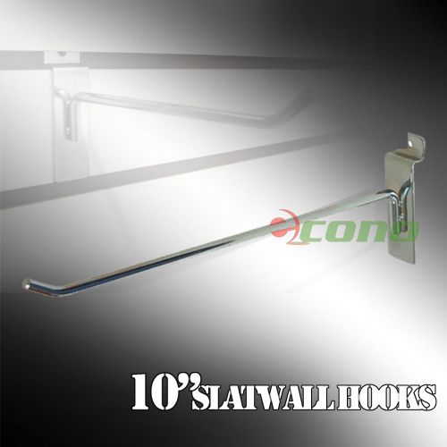 100 Pc Heavy duty steel 10&#039;&#039;  Long Slatwall Hooks Shelf Hanger