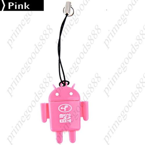 Android robot usb 2.0 high speed transmission micro sd t flash card reader pink for sale