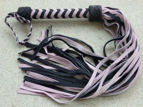 Black/Purple Leather 36 Tail Flogger Whip Suede - NEW HORSE TRAINING TOOL - IND2