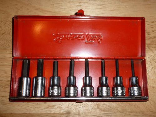 Snap On 3/8 Drive 8 Piece SAE Hex Allen Socket Set With Vintage Box