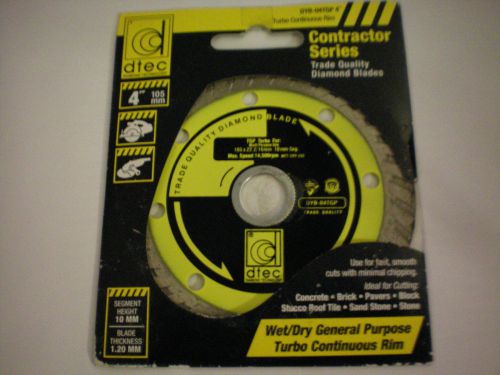 4&#034; DIAMOND SAW BLADE - WET/DRY GENERAL PURPOSE CONTRACTOR SERIES- N.I.P.