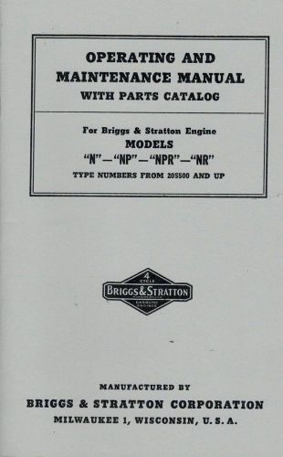 Briggs Stratton Operating Maintenance Manual Models N NP NPR NR Gas Engine Motor