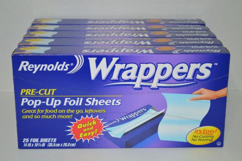 Lot of 5 Packs  Reynolds Wrappers Pre-Cut Pop-Up Foil Sheets 25 Foil Sheets Each