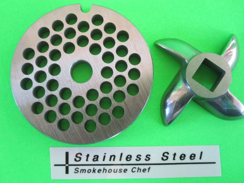 Size #5 x 3/16&#034; meat grinder PLATE &amp; KNIFE for manual or electric fits LEM etc