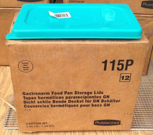 Case of (12) Rubbermaid 115P Green 1/4 Size Secure Sealing Lid