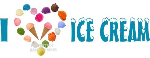 Ice Cream Decal 18&#034; Cones Stand Cart Concession Food Truck Restaurant Vinyl Sign