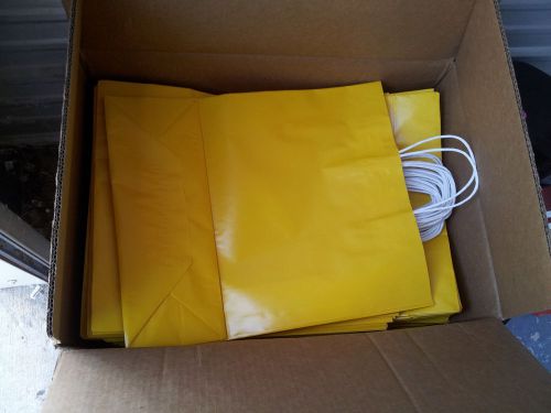 200  Gloss Yellow LARGE PAPER RETAIL SHOPPING OR GIFT BAGS 16x6x19, New Bags