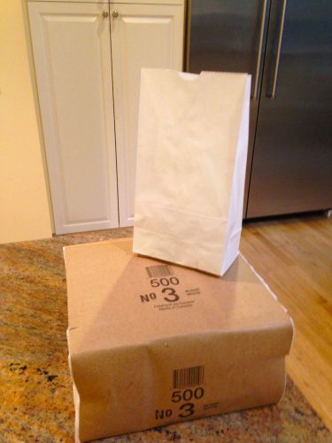 #3 White Kraft Paper Merchandise / Grocery / Lunch Bags 500 ct Back to School