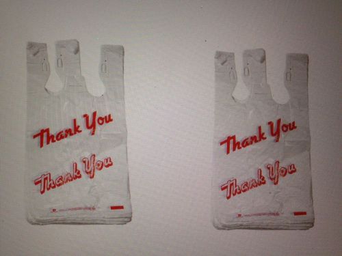 X 1000 PLASTIC THANK YOU TAKE OUT DURO BAGS  T-SHIRT BAGS