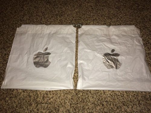 2 Small Apple store double plastic shopping bag, bag-pack with pull string 12x12