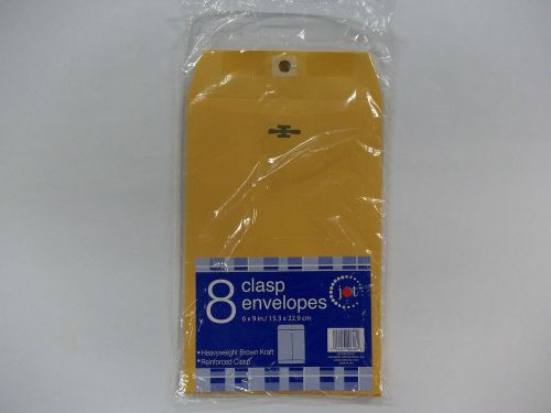 1 Pack 8ct 6x9in Brown Envelopes w / clasp New in Package Unopened Free Shipping