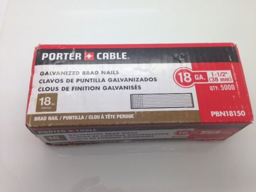 New Porter Cable PBN18150 18 Gauge 1-1/2&#034; Brad Nails 5000 Pk Galvanized