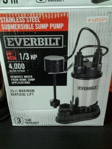 Everbilt 1/3 HP Submersible Stainless Steel Sump Pump Model SP03302VD