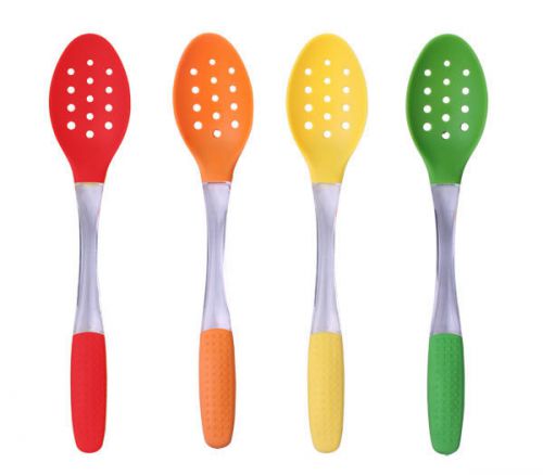 Home Basics Silicone Handle Slotted Serving Spoon Set of 3