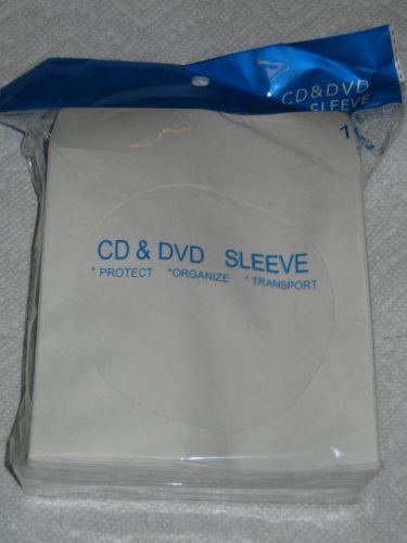 100 CD Sleeves DVD,  CD-R, Paper sleeve with Window  &amp; Flap, WHITE, FACT-SEALED