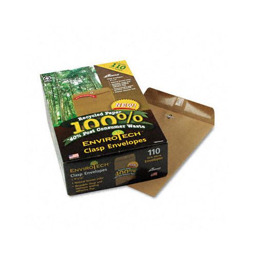 Earthwise Envirotech Recycled Clasp Envelope, Side Seam, 9 X 12, 110/Box