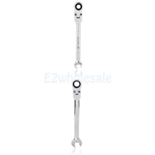 2x Flexible Head Ratchet Action Wrench Spanner Nut Tool Silver Finish 6/13mm
