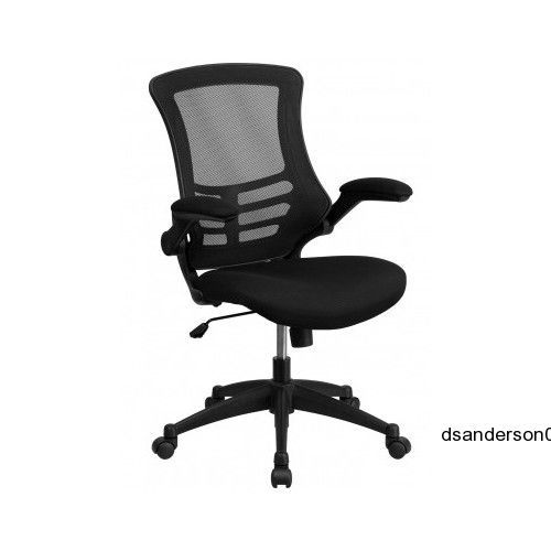 Mid-Back Mesh Chair with Nylon Base, Black Comfort Office Modern Ventage New