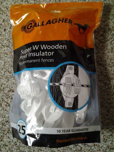 GALLAGHER EQUI SUPER W WOOD POST INSULATOR - WHITE- 25/BAG  NEW!!!