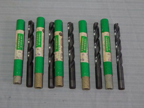 Lot 5 NOS Precision High Speed Steel Drill Bits 9/16&#034; R10 Jobbers Length