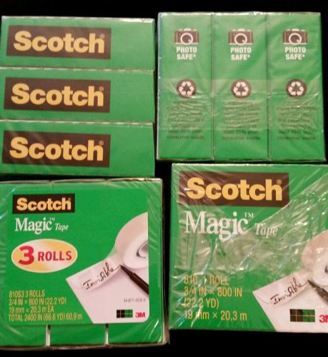 Lot of FOUR 3 piece PACKS ** 3 pack #810 3/4&#034; x 800 Scotch Magic Tape 12 rolls