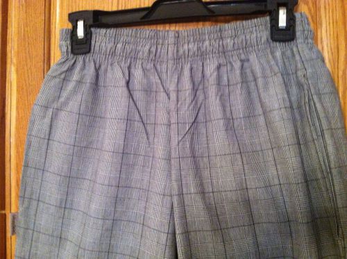 Culinary classics baggy new chef pants 100% cotton gray checked sz small for sale