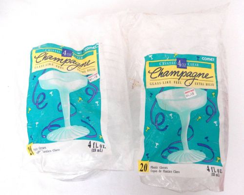 Comet 4 oz. Clear Plastic Champagne Glasses ~Extra Rigid 40 ct. ~ 2 packs of 20