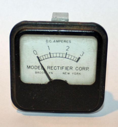 Vintage Model Rectifier Corp.  0 - 3 D.C.  Amp Meter Ammeter - Tested &amp; Working