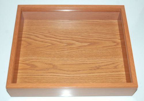 Display Case Wood 17&#034; Box Plexiglass Cover Frame Knives/ Coins/ Jewelry/ Pistol