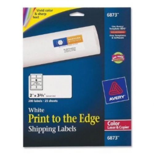Avery Color Printing Label - 2&#034;Wx3.75&#034;L - 200/Pack - Laser - White - AVE6873