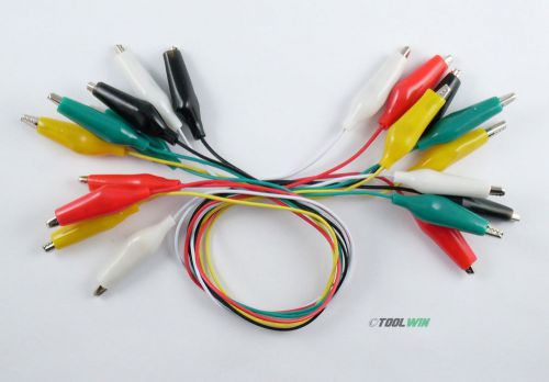 10 pc Test Lead Jumper Set Wires with Alligator Clips 5 Colors Coded 14&#034; Long